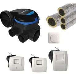 Kit VMC Simple Flux Hygroreglable + Bouton Poussoir + Gaines - EasyHOME HYGRO PREMIUM MW Piles ALDES - 11033034KIT