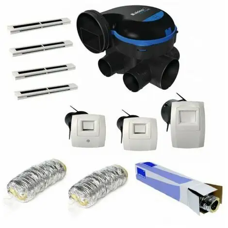 Kit Complet 3 Bouches Et Entrée D'air Hygroréglable, Gaines Et Vmc Aldes Easyhome Hygro Premium Mw B – Image 3